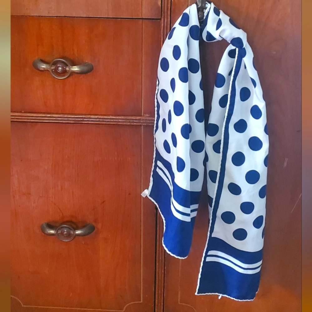 Polka Dot Scarf in Blue and White